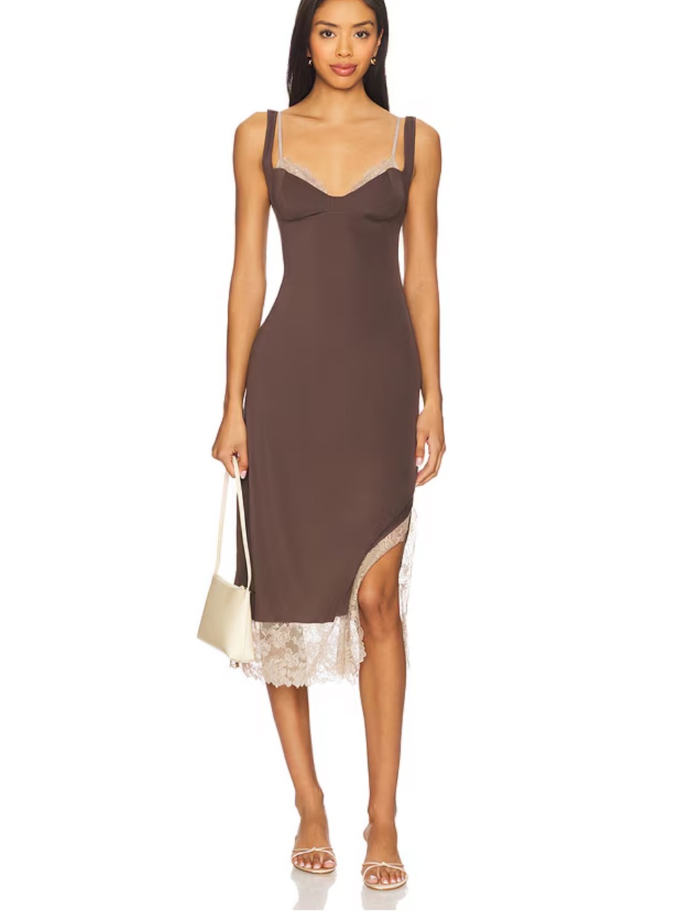 x Intimately FP Party Crasher Midi Slip Dress In Mushroom & Double Espresso